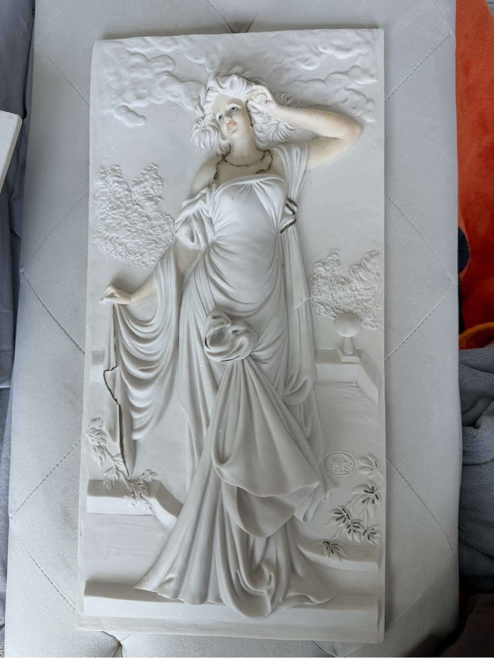 White Classical Woman Relief Wall Art Sculpture